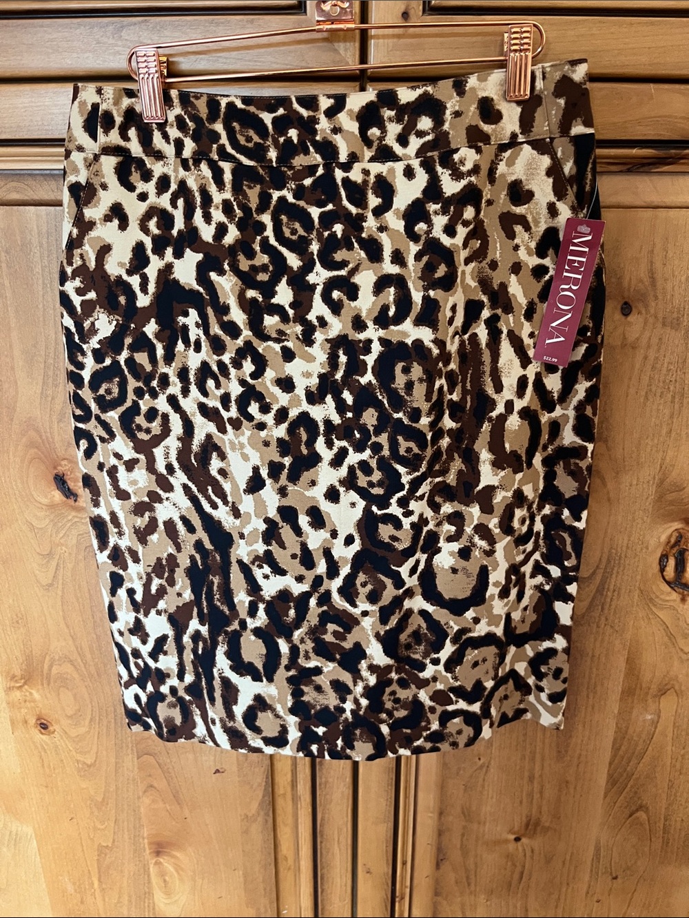 Merona Leopard Print Pencil Skirt in Brown and Cream